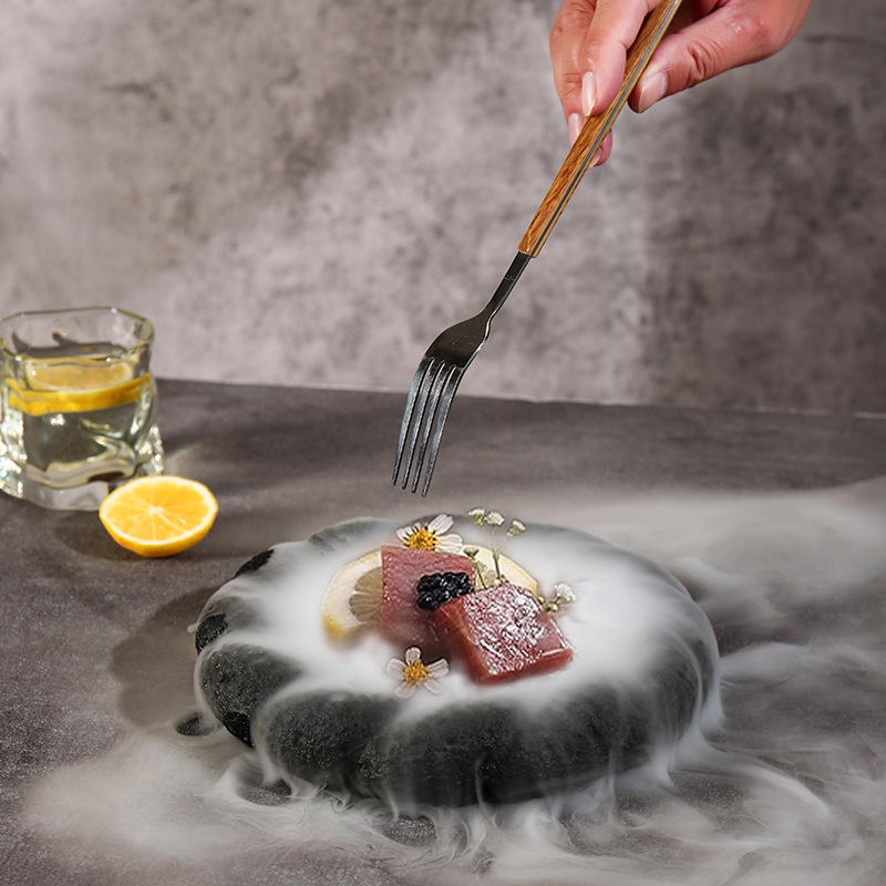 Planet Stone Bowl nổi tiếng trên mạng thịt nướng thiên thạch núi lửa vị trí trên đĩa khói cốc xông khói khách sạn mặt trăng sáng tạo đá khô bộ đồ ăn đặc biệt