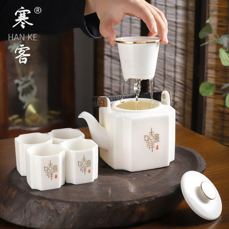 Bình đựng xà mang dung tích lớn kiểu Trung Quốc bình đơn 1100 ml có lót lọc gốm sứ bình pha trà bình làm mát bình gia dụng