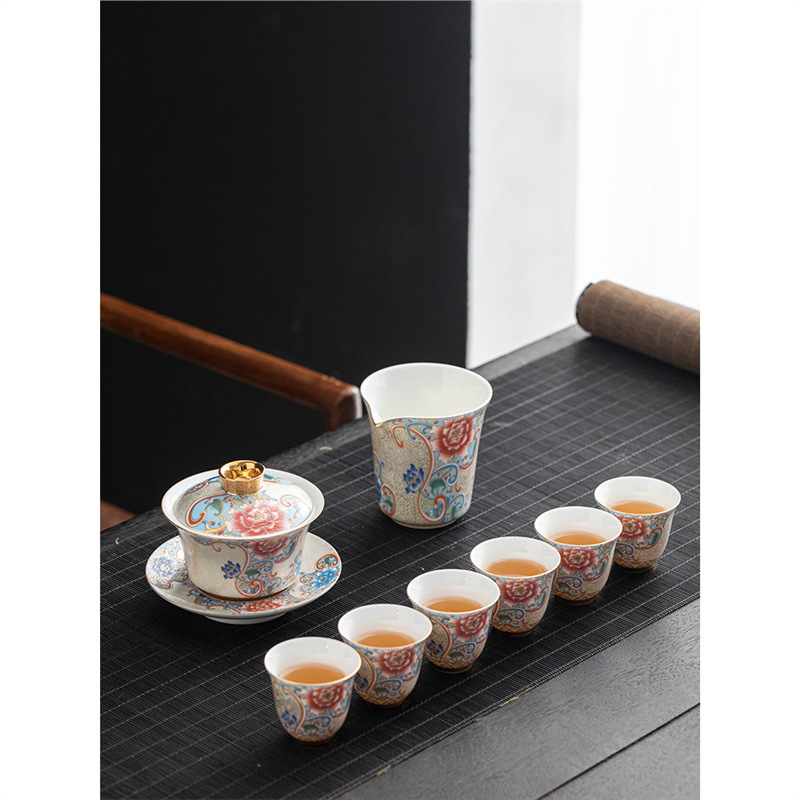 Đồ pha trà cốc trà cốc trà cốc trà tam tài cỡ lớn kiểu Trung Quốc dụng cụ pha trà công phu bát pha trà thủ công