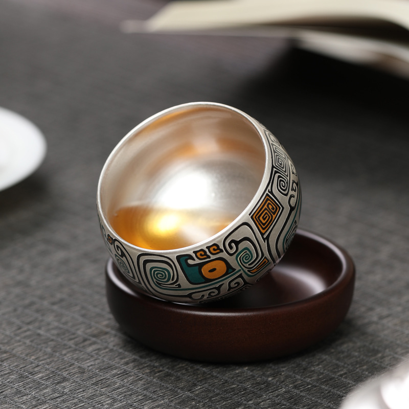 Bộ dụng cụ pha trà Kung Fu mạ bạc cao cấp, ấm bạc, cốc chủ nhân Trung Quốc, cốc trà, người lớn tuổi, bạn bè