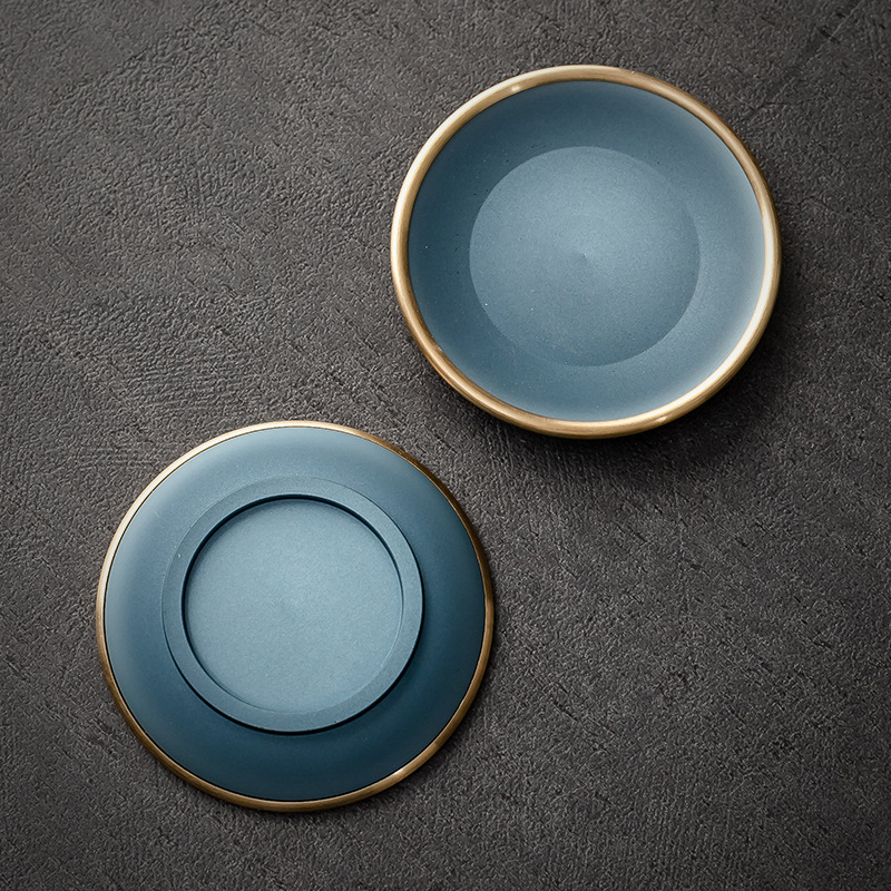 Đế cốc bằng đồng nguyên chất sơn mài Đế cốc bằng đồng thủ công đế Cốc Sáng Tạo Đế Lót Ly trà đạo Bộ trà tấm cách nhiệt