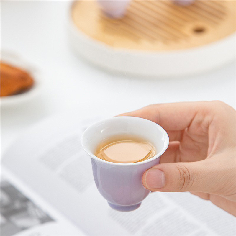 Mushan Tea Cup Master Cup Màu tím Giá trị cao Bộ trà Kung Fu Bộ trà sứ trắng Chén trà nhỏ Nếm trà Cá nhân Bán buôn