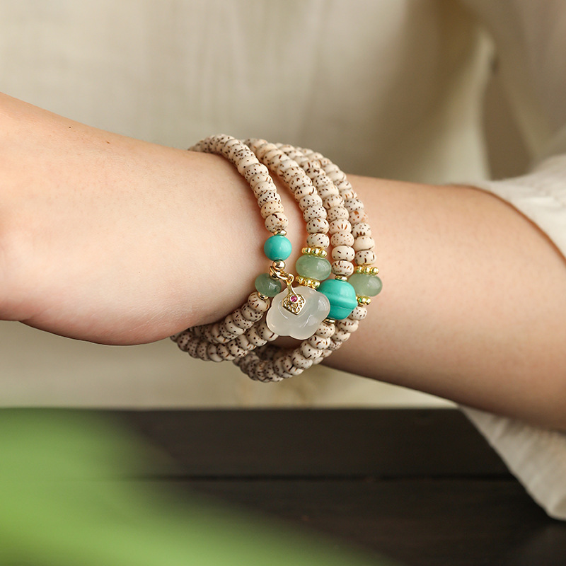 Vòng tay nhiều vòng tròn nguyên bản phong cách Trung Quốc nguyên bản dành cho nam và nữ Vòng tay bằng gỗ với hạt chuyển hạt đam mê