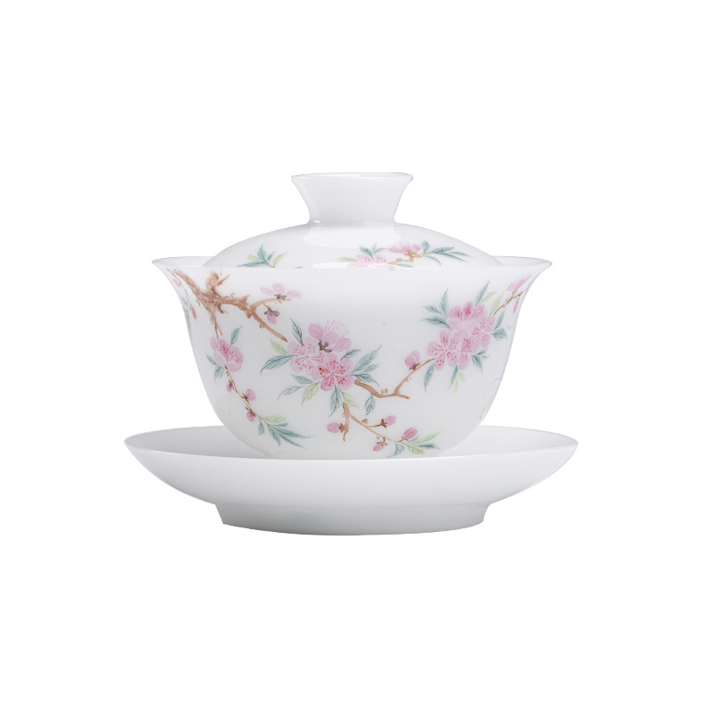 Cốc trà có nắp đậy bằng gốm sứ Đức Hoa gốm sứ Kung Fu gốm sứ Đức Hoa vẽ tay phong cách quốc gia