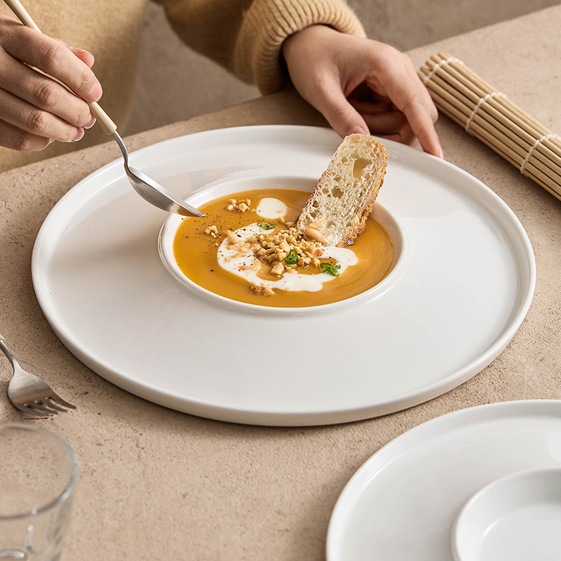 Đĩa ăn gốm sứ Zhongao Đĩa món ăn gia dụng Đĩa ăn nghệ thuật Đĩa trên Đĩa hình tròn sáng tạo có đĩa dấm