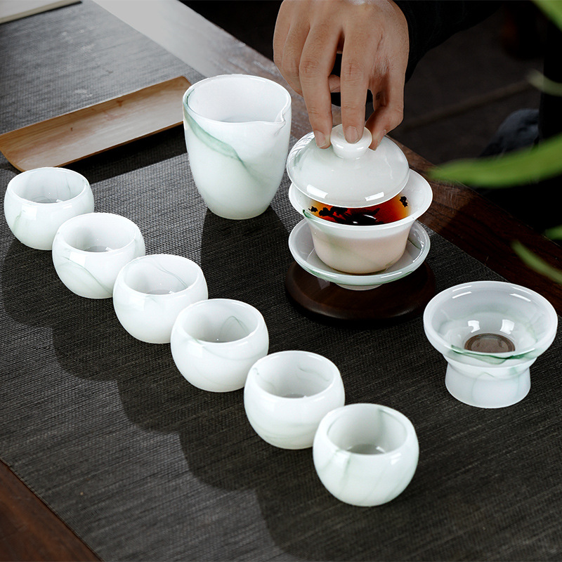 Bộ ấm trà Kung Fu cao cấp 2024 mẫu mới cao cấp băng ngọc men màu cao cấp hộp quà tặng quà tặng bán buôn