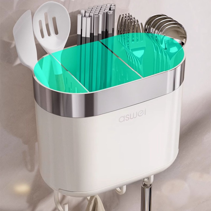 Hộp đựng đũa ống treo tường giá đựng thìa bếp nhanh lồng thoát nước cao cấp gia dụng mẫu mới không cần đục lỗ
