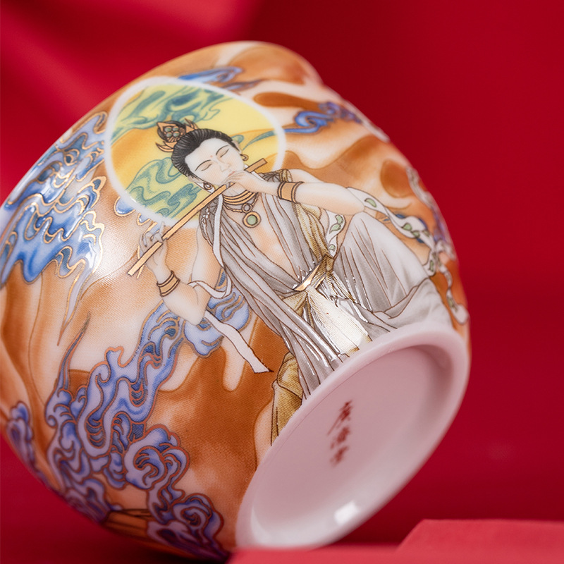 Cốc trà tráng men Đôn Hoàng, cốc thơm, bộ trà gia dụng, cốc chủ nhân gốm sứ, cốc đôi, hộp quà lưu niệm