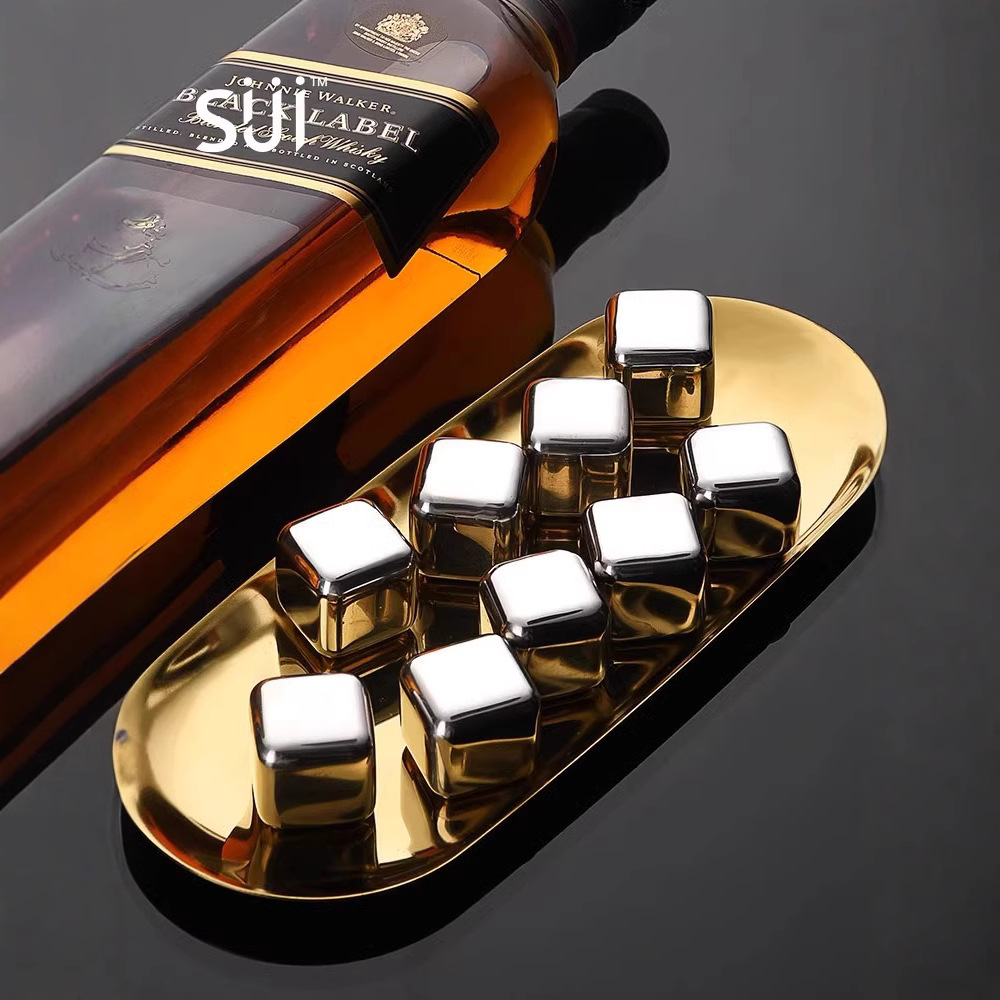 Đá viên bằng thép không gỉ 304, đá viên sắt đông lạnh nhanh, làm mát mùa hè, đá cola, rượu whisky, đá khúc côn cầu có thể tái chế