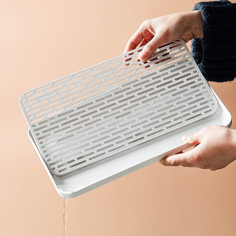 Khay nhựa thoát nước Hai Lớp Kiểu Nhật khay đựng nước phòng khách gia dụng khay đựng trà khay đựng trà Khay đựng trái cây khay đựng trà