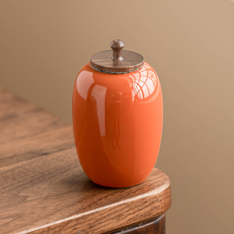 Bình đựng lá trà Sujin bằng gỗ mun, bình đựng trà cỡ nhỏ bằng gốm sứ gia dụng, bình kín khí chống ẩm, đồ trang trí sáng tạo, bình rỗng