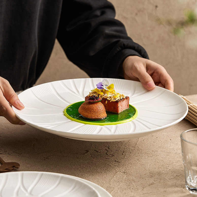 Đĩa mì ống Đĩa món ăn gia dụng Đĩa bày cảm giác cao cấp Bộ đồ ăn khách sạn Đĩa đồ ăn phương Tây Đĩa món ăn nhà hàng Đĩa gốm