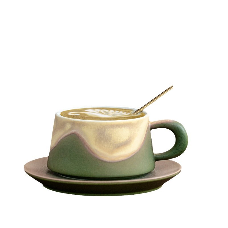 Bộ cốc và đĩa cà phê sáng tạo, cốc gốm cà phê latte, cốc, quà tặng thiết thực, quà lưu niệm, in LOGO