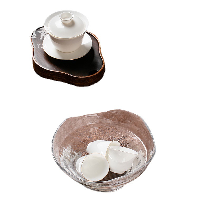 Bát trà Bát đựng nước rửa bút rửa trà thủy tinh cực kỳ cực lớn dụng cụ trà Kung Fu Nhật Bản gia dụng Phụ kiện Khay hoa quả trà đạo