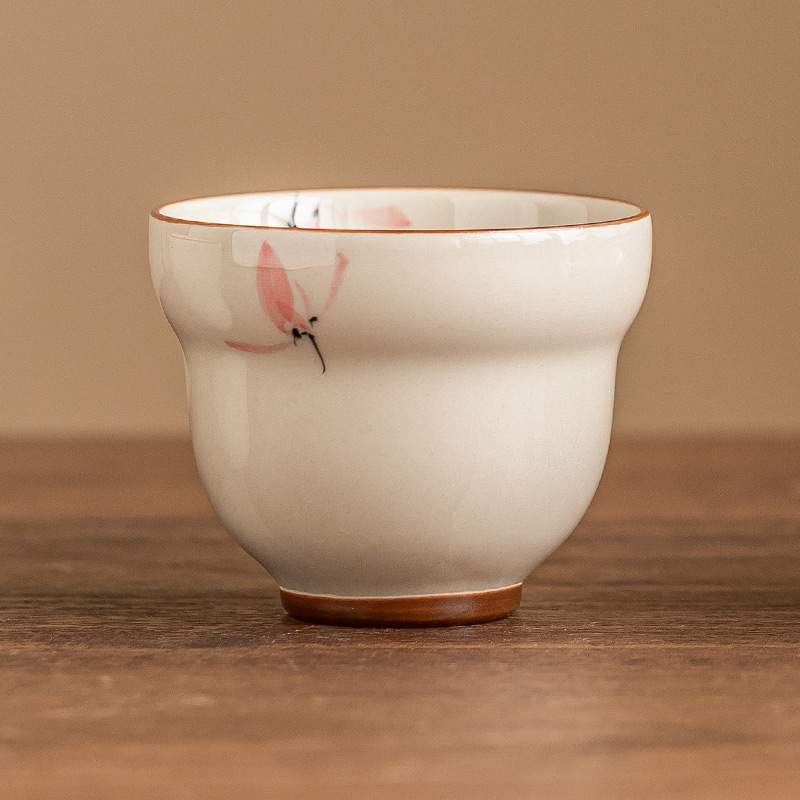 Nhà máy vẽ tay màu hồng phong lan cốc bầu cốc trà ngon cốc chủ nhân gốm cốc đơn cốc trà Trung Quốc cốc trà Kung Fu