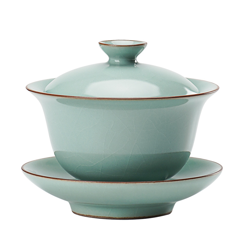 Cốc trà có nắp lò Ruyao, cốc trà, bát pha trà mở đơn gia dụng, cốc ba gai đá nứt đá, bộ trà công phu hồ dày