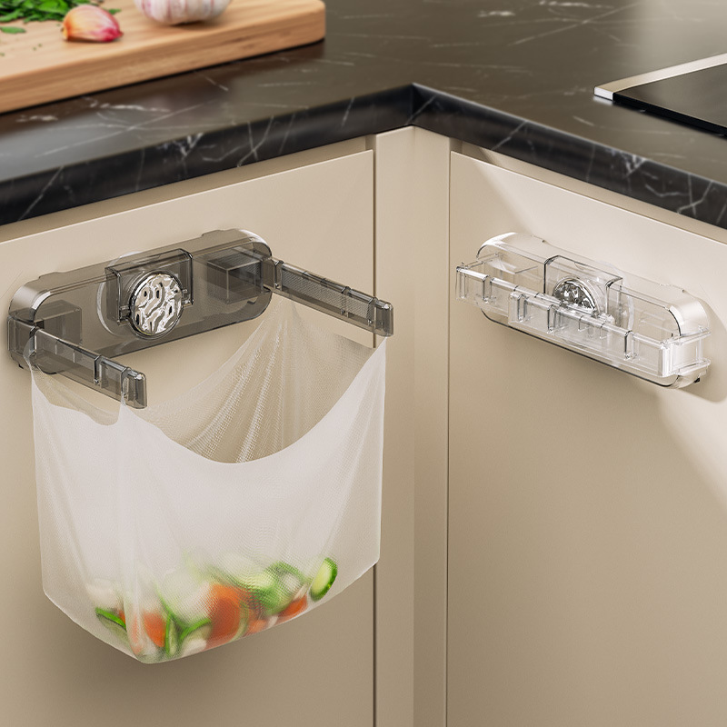 Giá đỡ túi đựng rác cốc hút có thể gập lại treo tường thùng rác nhà bếp treo túi nhựa thần thánh giá treo túi đựng rác