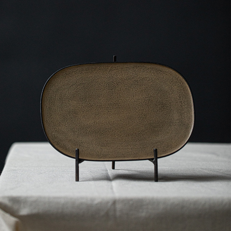 Nghệ thuật sáng tạo sắt nghệ thuật giá đỡ khay ăn giá đỡ bàn ăn sắt nghệ thuật thủ công đơn giản gốm sứ Giá để đồ trang trí