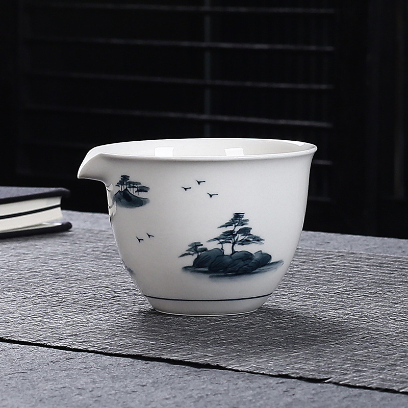 Cốc công cộng tráng men màu vẽ tay màu xám thực vật, trà sứ, bộ trà, phụ kiện bộ trà Kung Fu, bộ trà, bộ tách đồng nhất