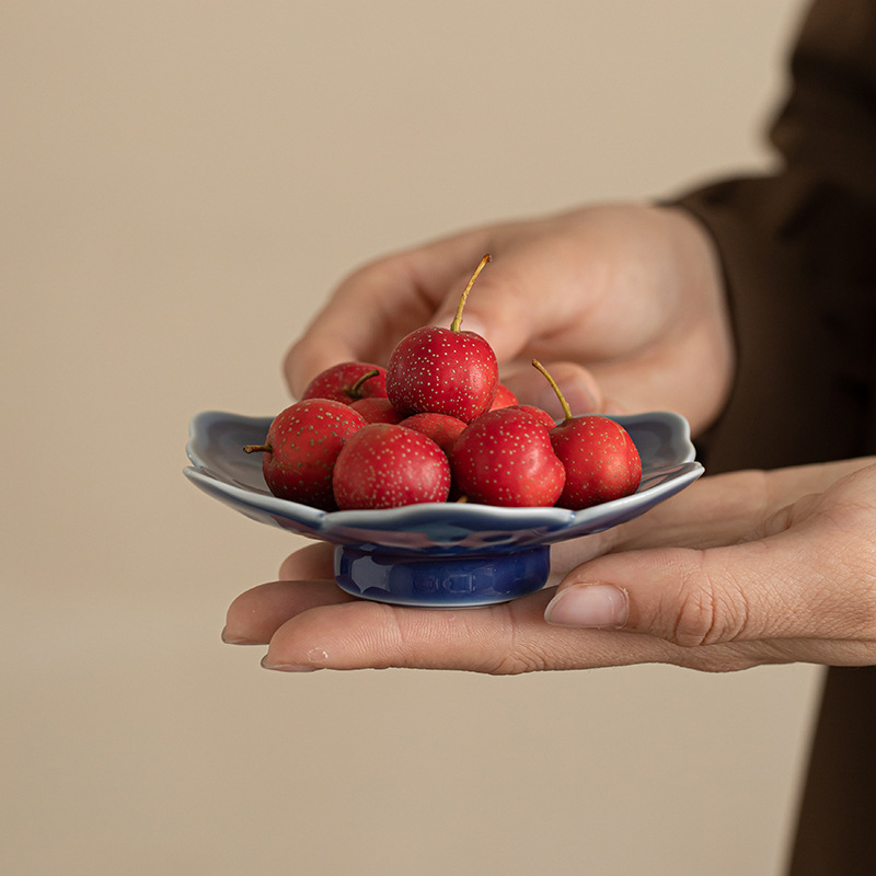 Khay trà sáu cánh Ruyi kiểu Trung Quốc, đĩa trái cây gốm sứ nhỏ, đĩa bánh ngọt, khay phòng khách, đĩa hạt dưa