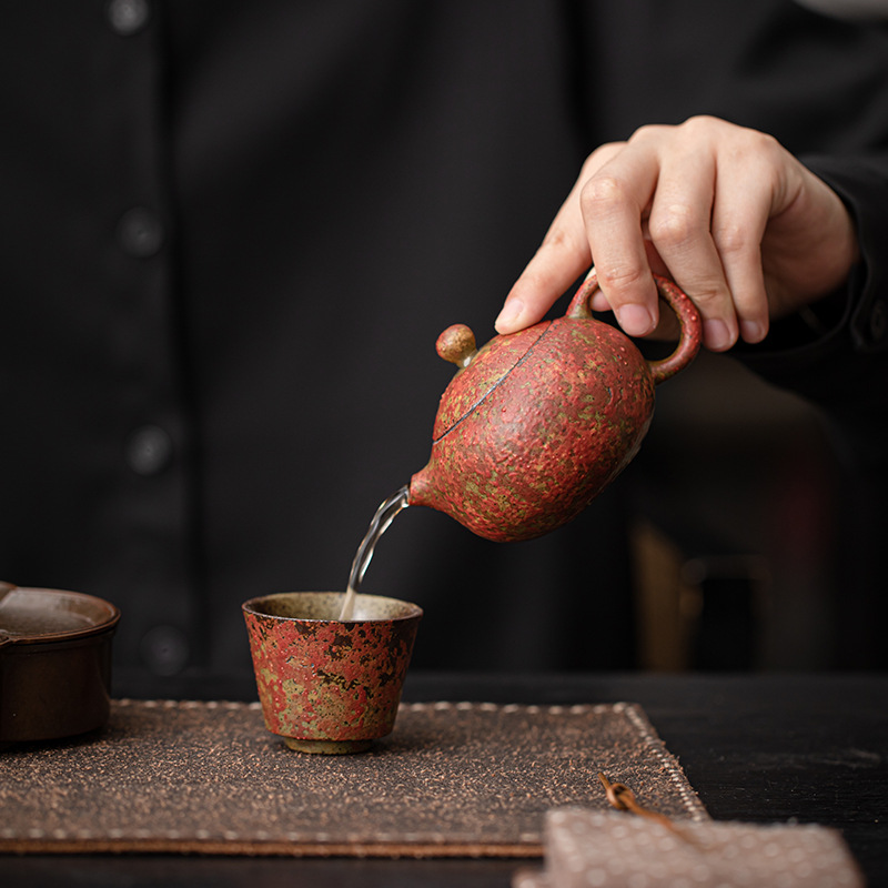 Ấm trà dòng màu đỏ Manshan ấm trà ấm trà gốm sứ ấm trà gốm sứ ấm đơn