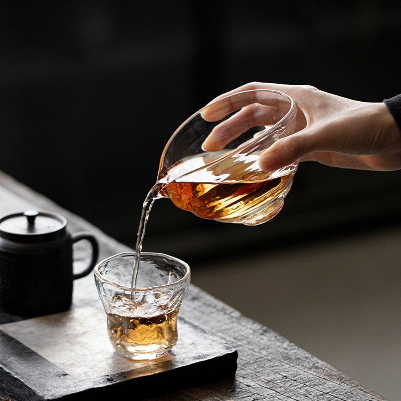 Cốc thủy tinh borosilicate cao cấp, vách ngăn trà cao cấp, cốc đồng phục trà biển, bộ trà Kung Fu, cốc thủ công rèn thủ công