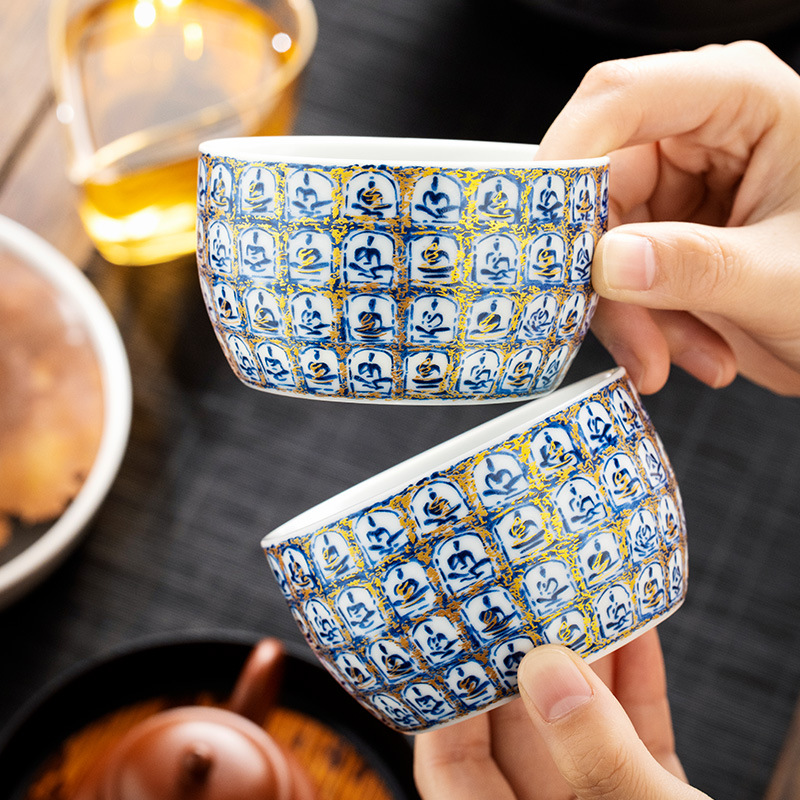 Cốc sứ soda men ngàn phật cốc thẳng cốc trà cốc chủ cao cấp chuyên dụng cá nhân cốc trà cốc trà bộ trà Kung Fu