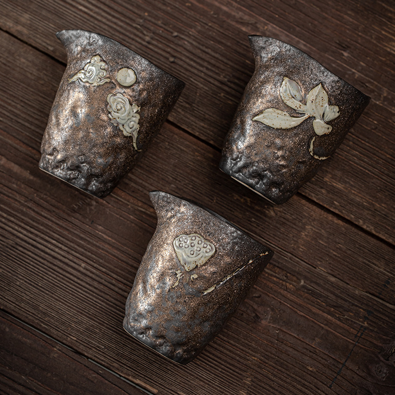 Cốc công thức tráng men bằng sắt mạ vàng kiểu Nhật dụng cụ chia tách trà dụng cụ pha trà Kung Fu gia dụng cổ điển cỡ lớn