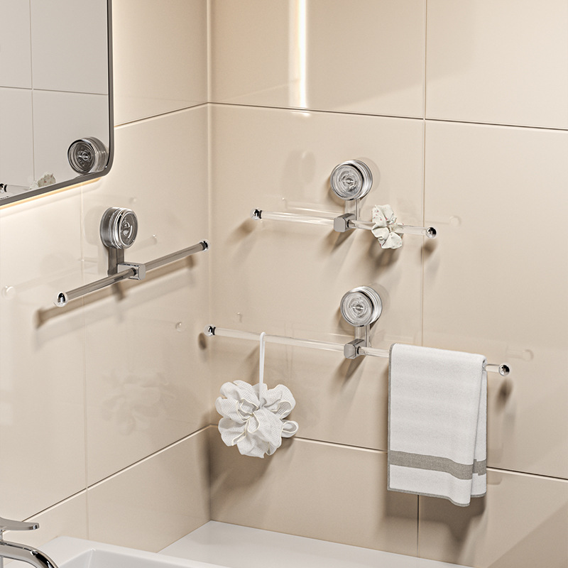 Giá treo khăn cốc hút nhà vệ sinh không cần đục lỗ, giá treo khăn treo tường mạnh mẽ, giá để đồ phòng tắm, móc treo khăn ống lồng
