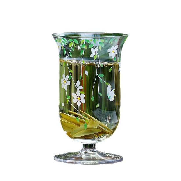 Lễ Hội Hoa Chịu Nhiệt Thủy Tinh Trong Suốt Cốc Trà Xanh Nếm Cốc Cao Borosilicate Kung Fu Bộ Trà Trà Chủ Cốc