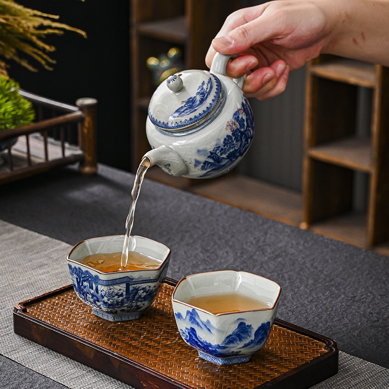 Cốc trà sứ trắng xanh cổ điển Jingdezhen bộ trà gốm sứ Kung Fu cốc chủ sở hữu cốc đơn sản phẩm đặc biệt cá nhân bán buôn cốc trà