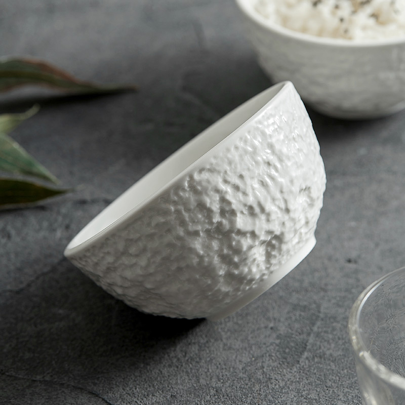 Bát cơm sáng tạo, 2023 cơm gia dụng, bộ đồ ăn cao cấp mẫu mới, bát gốm, thìa, bát nhỏ ăn 4.5 inch đơn