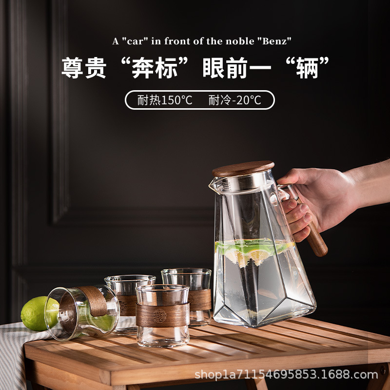 Bộ ấm chén pha trà thủy tinh hiện đại đơn giản cao cấp sang trọng, ấm nước lạnh, tách trà