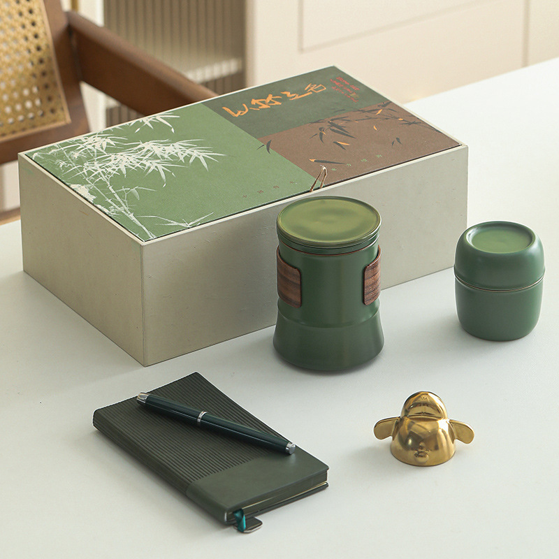 Hộp quà tặng cốc nước văn phòng tre văn hóa và sáng tạo Tử Cấm Thành, quà lưu niệm doanh nghiệp, quà tặng cho người già, giáo viên, công ty ngân hàng