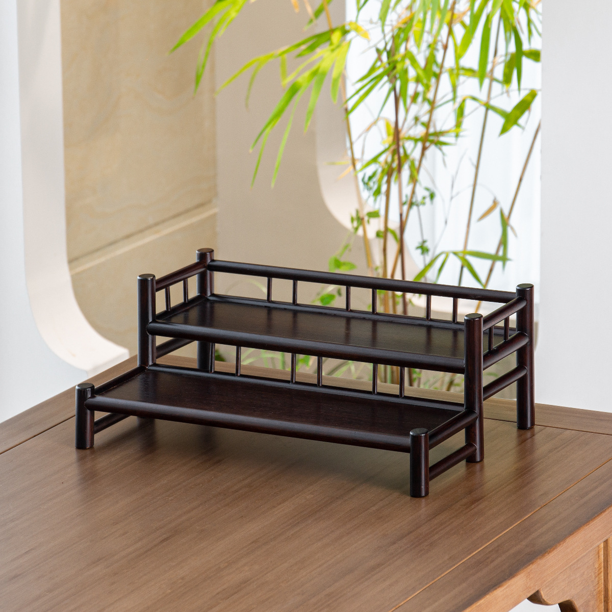 Giá để tách trà kiểu Trung Quốc, giá đựng bộ ấm trà và ấm trà, kệ trưng bày nhỏ để bàn.