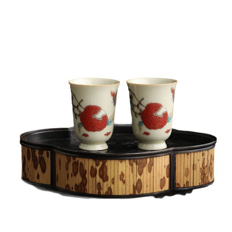 Cốc trà Kung Fu vải thiều gốm sứ cốc chủ nhân cốc trà cao cấp Trung Quốc chuyên dụng cá nhân cốc hương thơm cốc uống trà