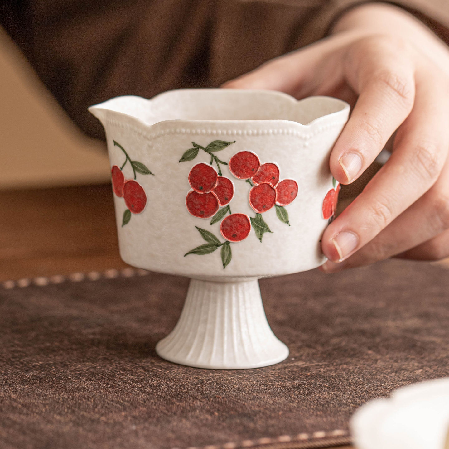 Nhà máy đá mỏ gốm trắng cốc công cộng đống chạm khắc anh đào cốc công bằng sáng tạo trà cao cấp phân chia trà bộ trà Kung Fu