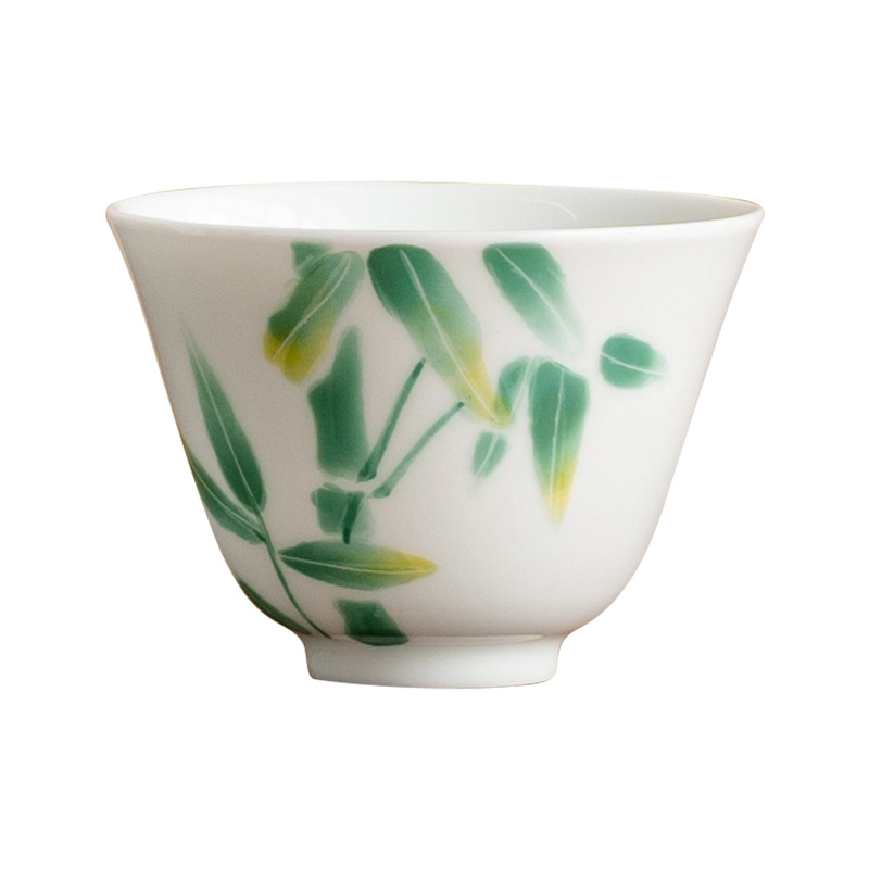 Cốc trà vẽ tay, cốc trà, cốc trà, sứ trắng Đức Hoa, cốc cao cấp, cốc trà gốm sứ gia dụng, cốc đặc biệt uống trà