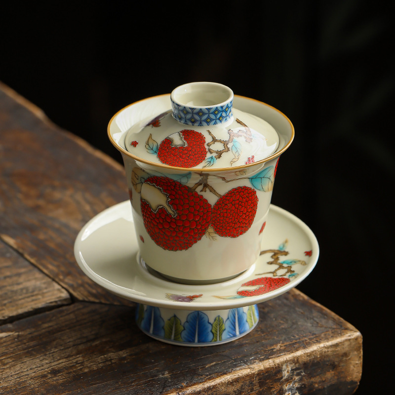 Cốc trà cốc trà cốc trà tam tài chống bỏng cao cấp gia dụng bát pha trà cỡ lớn đơn bộ trà Kung Fu