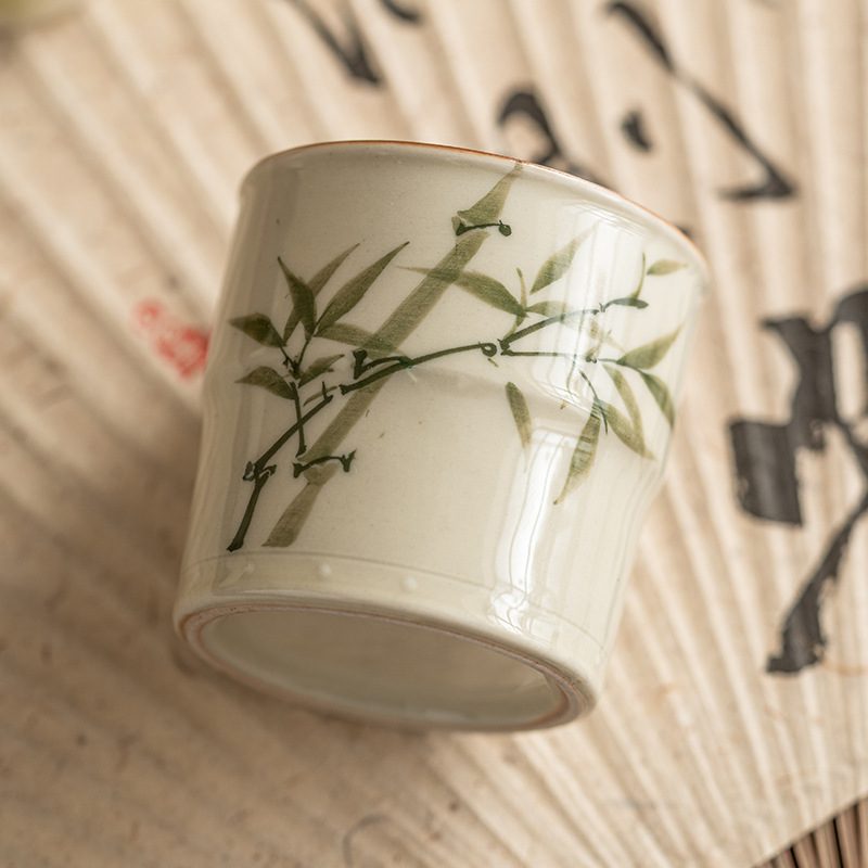 Cốc trà tre xanh ngọc bích cốc chủ nhân cốc đơn dụng cụ trà Kung Fu kiểu Trung Quốc gia dụng cốc trà gốm sứ đãi khách cốc trà lớn