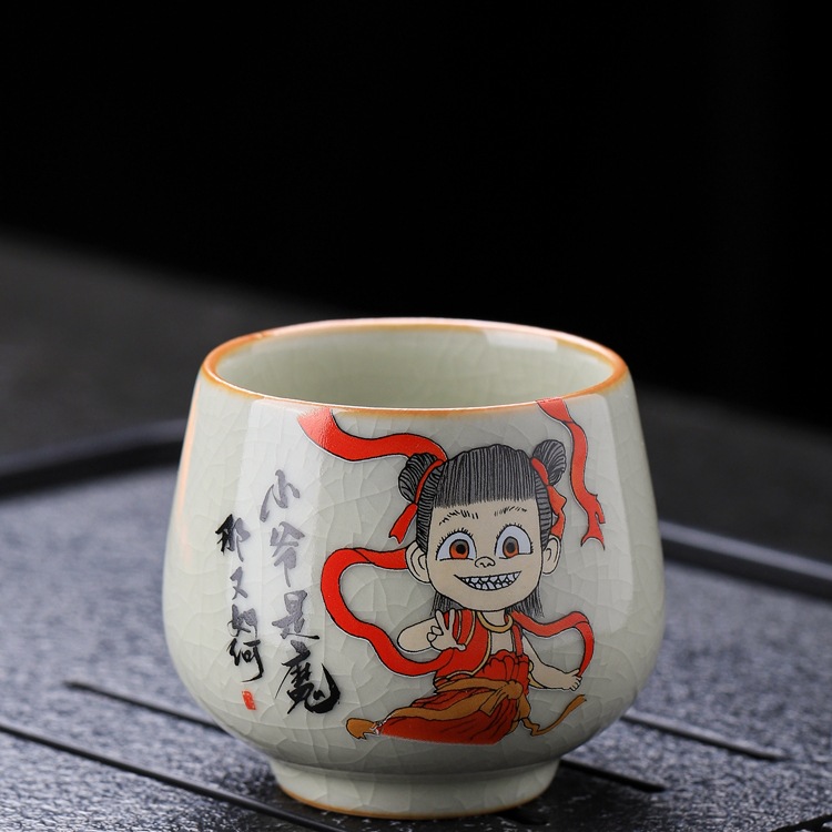 Cốc trà Ru Kiln Nezha phong cách bùng nổ cốc chủ nhân tinh tế cao cấp chuyên dụng cá nhân cốc đơn tách trà trà bộ trà