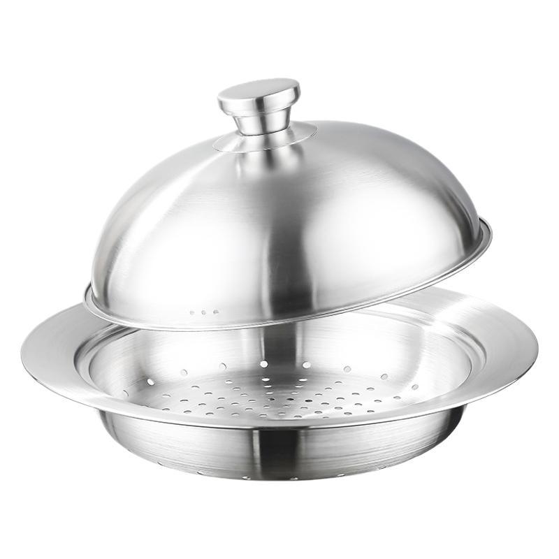 Khay hấp inox 304 kèm nắp SJ011 hấp bánh có nắp, lưới hấp, chảo hấp, nồi hấp đa