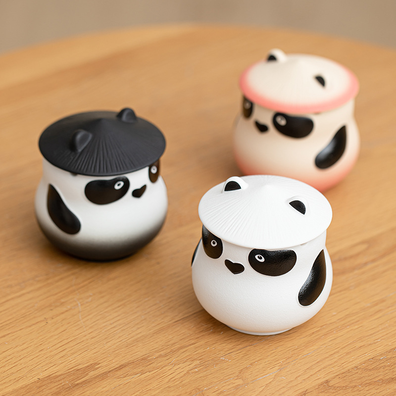 Hộp quà gạt tàn gấu trúc Lebao đựng đồ trang trí cốc đựng thuốc lá gốm sứ văn phòng thú cưng dễ thương sáng tạo gia dụng