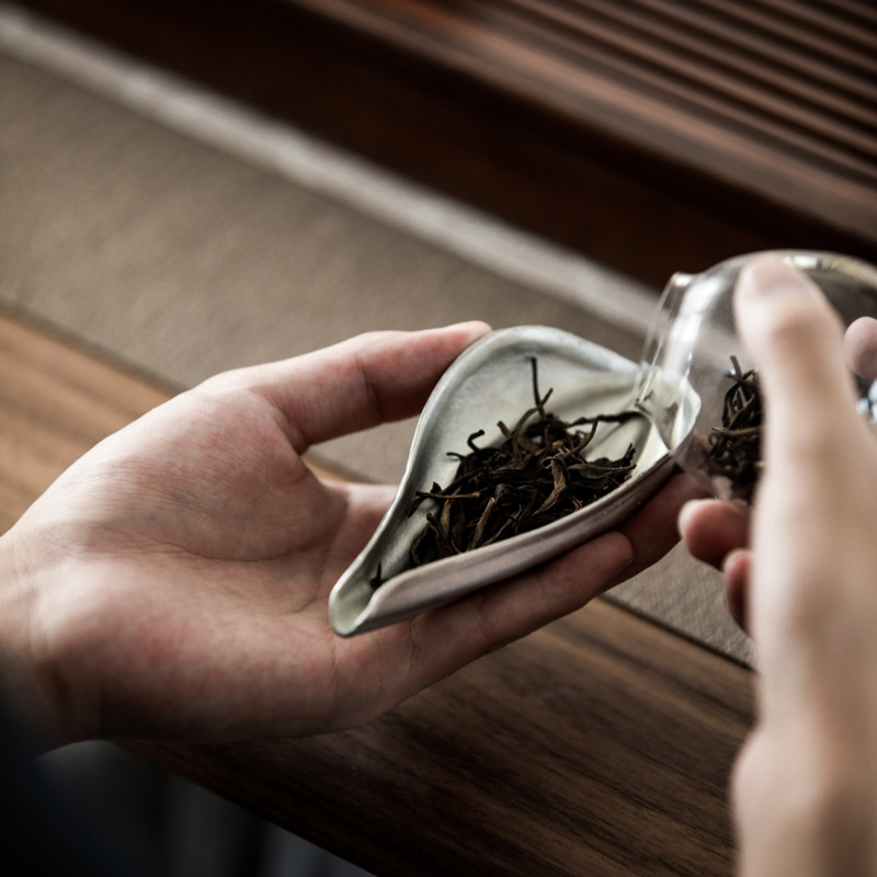 Trà Thiền làm thủ công cánh sen thiếc tri ân Trà Sen Trà thìa cà phê trà Kungfu phụ kiện trà đạo