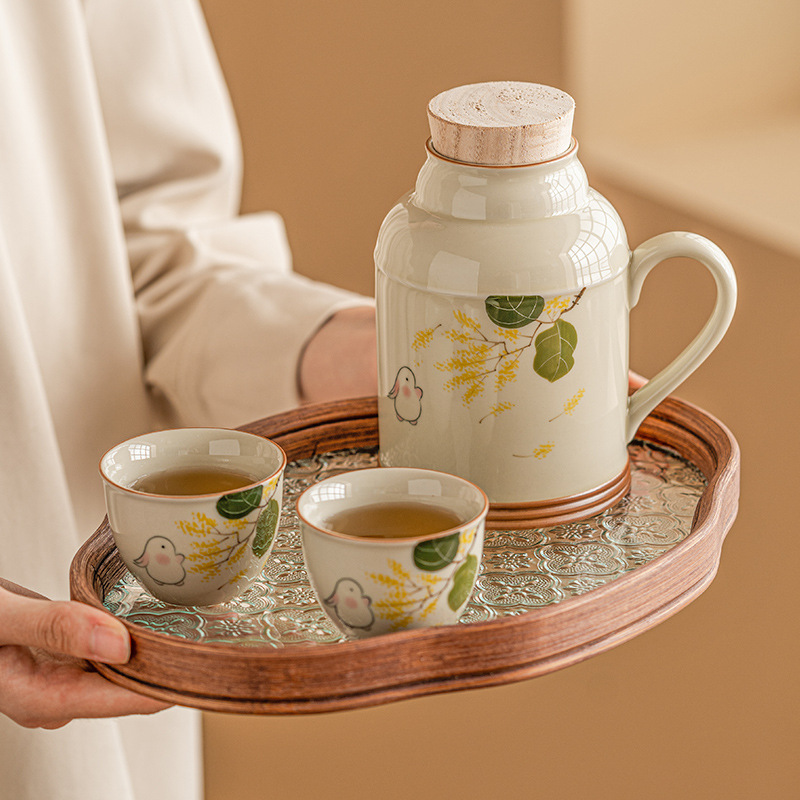Ấm pha trà Thỏ mặt trăng vẽ tay Ấm Trà chống bỏng dung tích lớn Ấm pha trà gia dụng Bộ trà gốm sứ Ấm trà Kung Fu