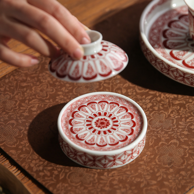 Đế khay trà xanh và trắng cổ điển Jingdezhen, nắp đĩa sứ, đế lót ly cao cấp, tấm cách nhiệt, tấm trà, trà đạo