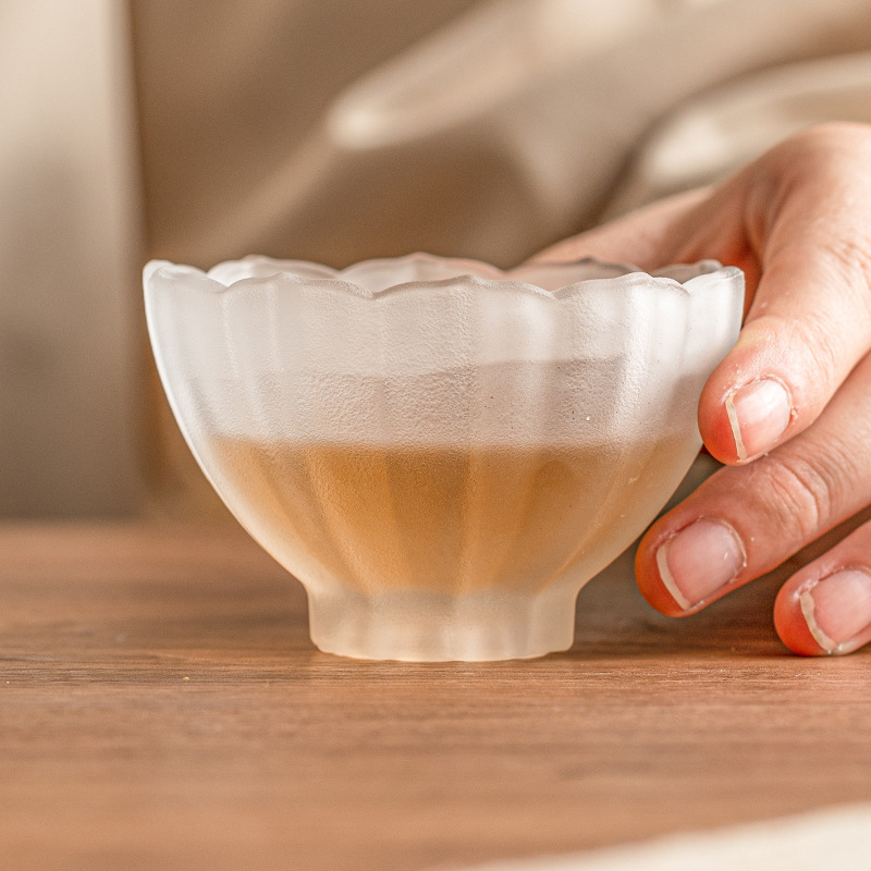 Cốc thủy tinh mờ cổ cốc hoa sen cốc trà cao cấp trà Kung Fu cốc trà đơn cốc chủ nhân cốc đơn