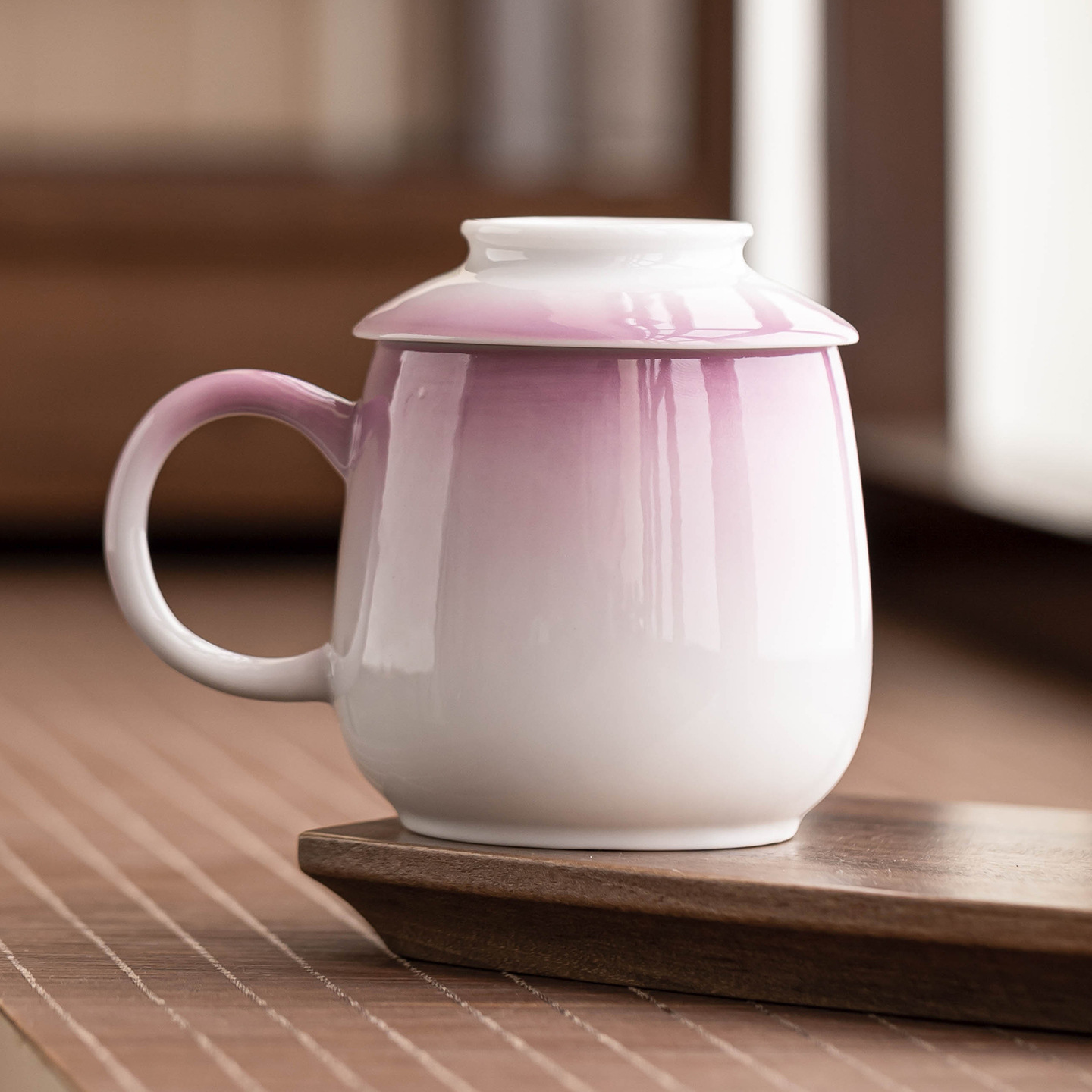 Cốc pha trà Muying Gradient Cốc mug Bộ trà gốm sứ Trung Quốc Cốc tách trà chuyên dụng cá nhân có nắp làm quà tặng