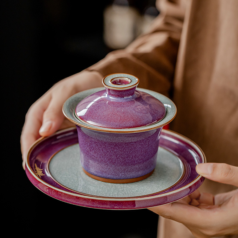 Bộ dụng cụ pha trà Zijun Kung Fu ấm pha trà gốm sứ cao cấp sang trọng nhẹ gia dụng cốc trà nắp bát trọn bộ hộp quà doanh nhân