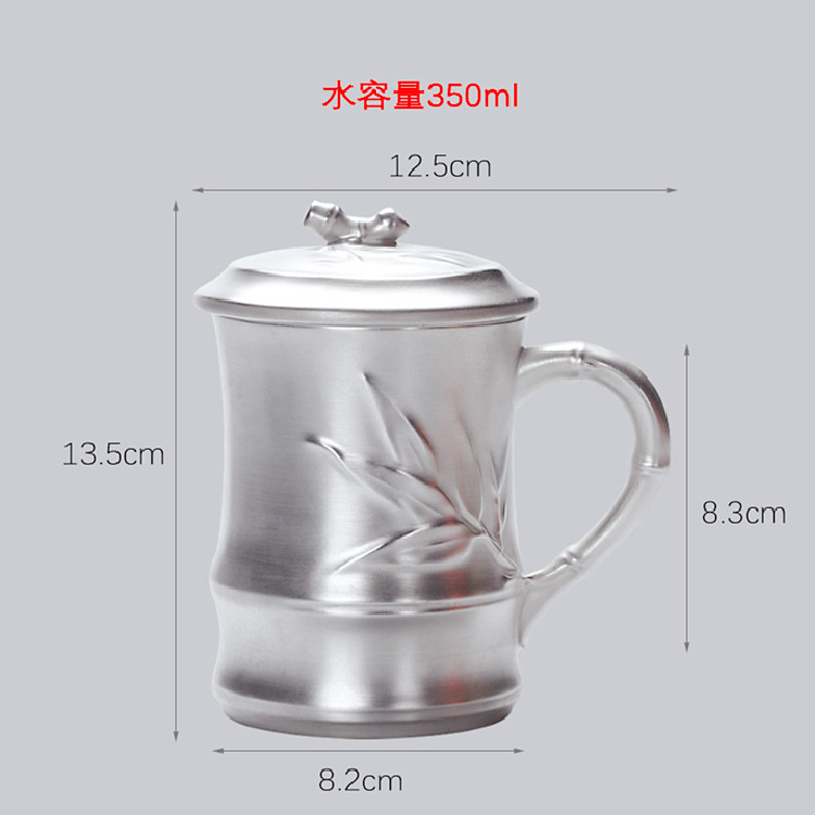 Cốc nước rồng phượng bạc thủ công cao cấp có nắp lọc trà tách sứ mạ bạc cá nhân trà văn phòng gia dụng